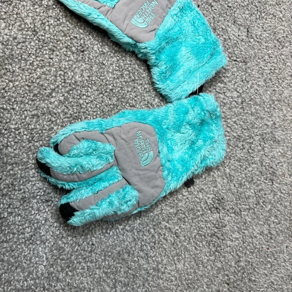 The North Face youth girls Fleece Gloves‎ Teal Black Size M denali thermal
